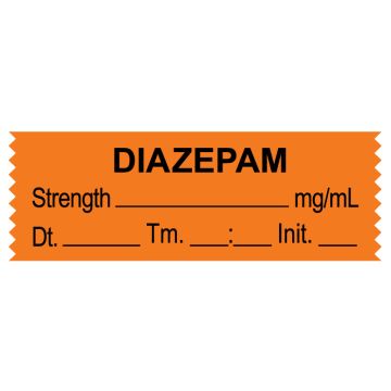 Anesthesia Tape, Diazepam mg/mL, Date Time Initial, 1-1/2" x 1/2"
