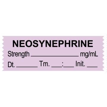 Anesthesia Tape, Neosynephrine mg/mL, Date Time Initial, 1-1/2" x 1/2"