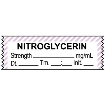 Anesthesia Tape, Nitroglycerine mg/mL , Date Time Initial, 1-1/2" x 1/2"