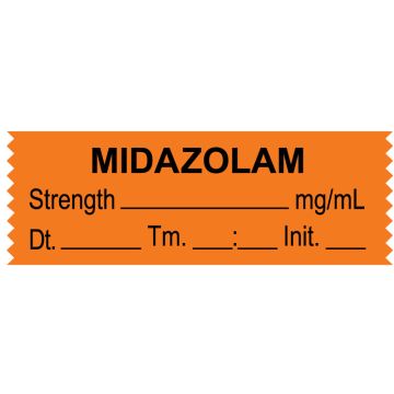 Anesthesia Tape, Midazolam  mg/mL, Date Time Initial, 1-1/2" x 1/2"