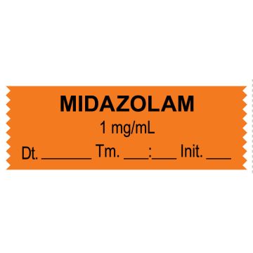Anesthesia Tape, Midazolam  1 mg/mL, Date Time Initial, 1-1/2" x 1/2"