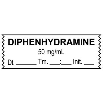 Anesthesia Tape, Diphenhydramine 50 mg/mL, Date Time Initial, 1-1/2" x 1/2"