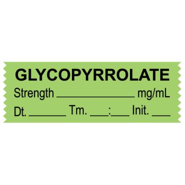 Anesthesia Tape, Glycopyrrolate mg/mL, Date Time Initial, 1-1/2" x 1/2"
