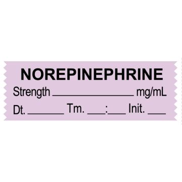 Anesthesia Tape, Norepinephrine  mg/mL, Date Time Initial, 1-1/2" x 1/2"
