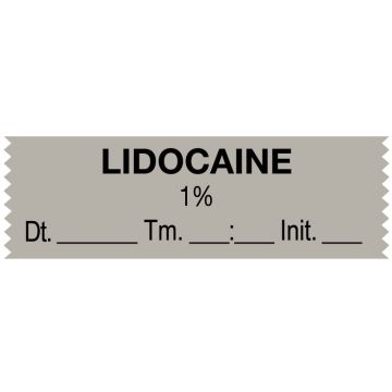 Anesthesia Tape, Lidocaine 1%, Date Time Initial, 1-1/2" x 1/2"