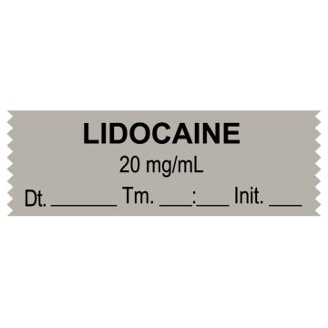 Anesthesia Tape, Lidocaine 20 mg/mL, Date Time Initial, 1-1/2" x 1/2"