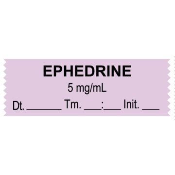Anesthesia Tape, Ephedrine 5 mg/mL, Date Time Initial, 1-1/2" x 1/2"