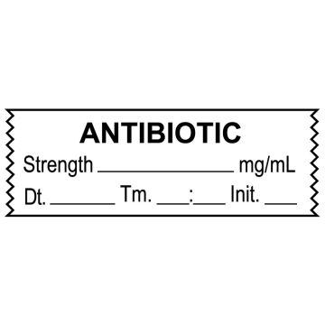 Anesthesia Tape, Antibiotic  mg/mL, Date Time Initial, 1-1/2" x 1/2"