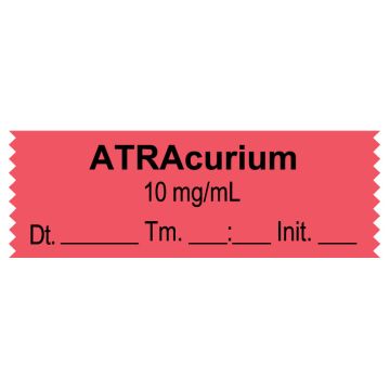 Anesthesia Tape, Atracurium 10 mg/mL, Date Time Initial, 1-1/2" x 1/2"
