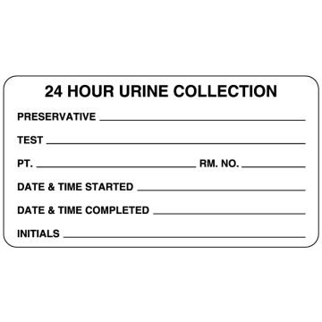 White Urine Collection Label, 3" x 1-5/8"