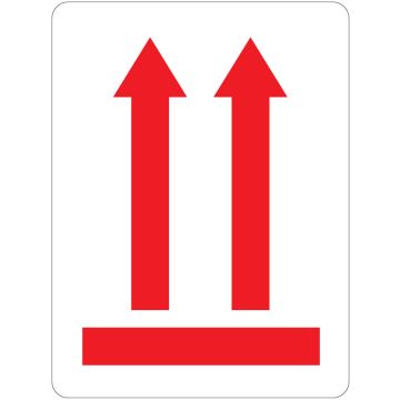 Red Up Arrows Transport Label, 3" x 4"