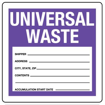 Universal Waste Label, 4x4