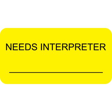 Needs Interpreter Label, 2-1/4" x 7/8"