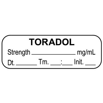 Anesthesia Label, Toradol mg/mL Date Time Initial, 1-1/2" x 1/2"