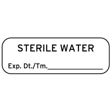 Anesthesia Label, Sterile Water, 1-1/2" x 1/2"
