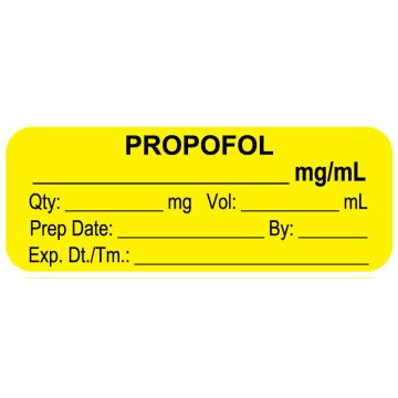 Anesthesia Label, Propofol mg/mL, 2" x 3/4"