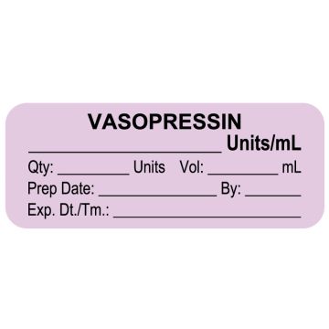 Anesthesia Label, Vasopressin Units/mL, 2" x 3/4"