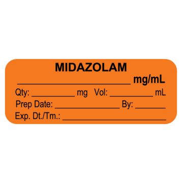 Anesthesia Label, Midazolam mg/mL, 2" x 3/4"