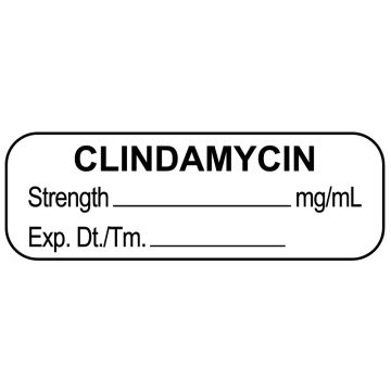 Anesthesia Label, Clindamycin mg/mL, 1-1/2" x1/2"