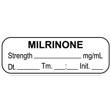 Anesthesia Label, Milrinone mg/mL, 1-1/2" x 1/2"