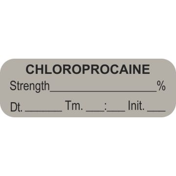 Anesthesia Label, Chloroprocaine %, Date Time Initial, 1-1/2" x 1/2"