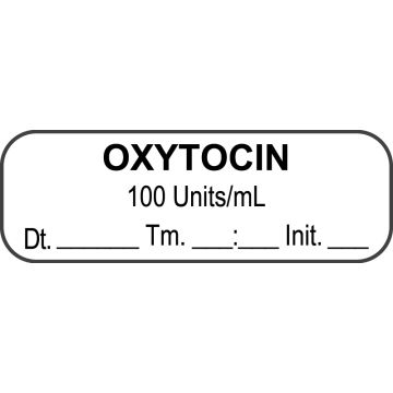 Anesthesia Label, Oxytocin 100 Unit/mL DTI 1-1/2" x 1/2"
