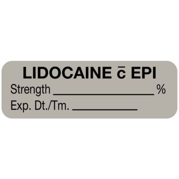 Anesthesia Label, Lidocaine w EPI %, 1-1/2" x 1/2"