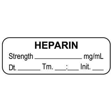 Anesthesia Label, Heparin mg/mL Date Time Initial, 1-1/2" x 1/2"