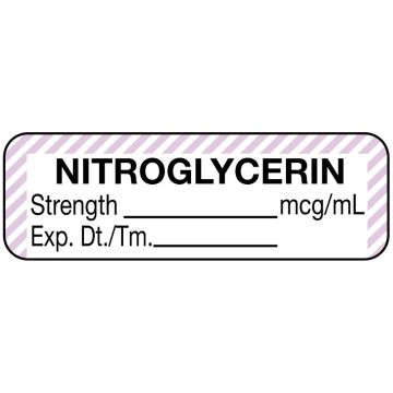 Anesthesia Label, Nitroglycerine mcg/mL, 1-1/2" x 1/2"