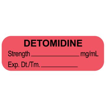 Anesthesia Labels, Detomidine mg/mL, 1-1/2" x 1/2"