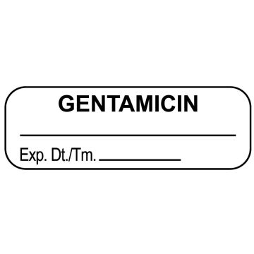 Anesthesia Labels, Gentamicin, 1-1/2" x 1/2"