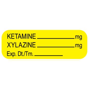 Anesthesia Labels, Ketamine/Xylazine, 1-1/2" x 1/2"