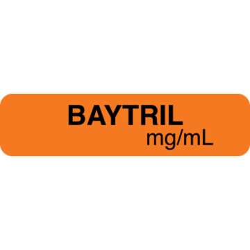 Anesthesia Label, Baytril mg/mL, 1-1/4" x 5/16"