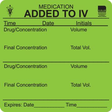 IV Veterinary Medication Added Label
