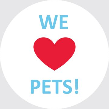 We Love Pets, 1-1/2" x 1-1/2"