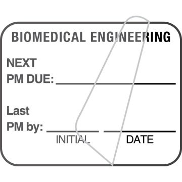 Biomedical Engineering Inspection Label, White PM Due, 1-1/4" x 1"