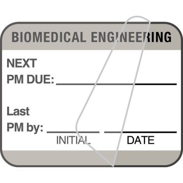 Biomedical Engineering Inspection Label, Gray PM Due, 1-1/4" x 1"
