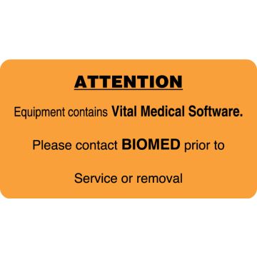 Contains Vital Medical Software, Equipment Label, 3" x 1-5/8"