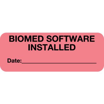 Biomed Software Installed, Equipment Label, 2" x 3/4"