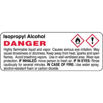 Isopropyl Alcohol, 3" x 1-1/8"