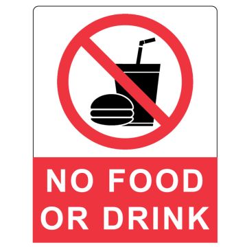 NO FOOD OR DRINK Storage Label, 4-1/2" x 5-1/2"