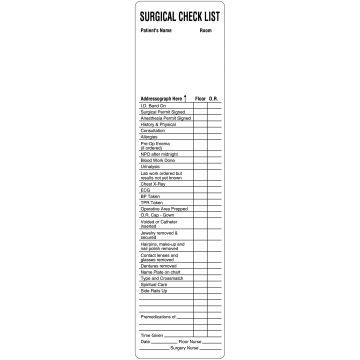 Surgical Checklist Label, 8" x 2"