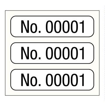 No. 00001-01000, Consecutive Number Label, 1" x 1/4"