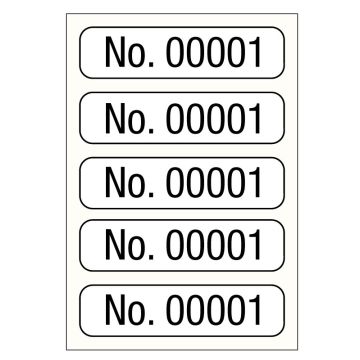 No. 00001-01000, Consecutive Number Label, 1" x 1/4"