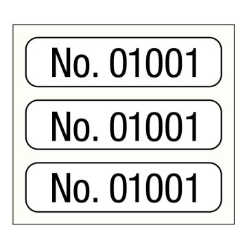No. 01001-02000, Consecutive Number Label, 1" x 1/4"