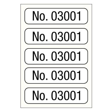 No. 03001-04000, Consecutive Number Label, 1" x 1/4"