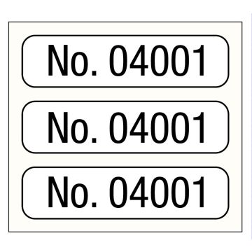 No. 04001-05000, Consecutive Number Label, 1" x 1/4"