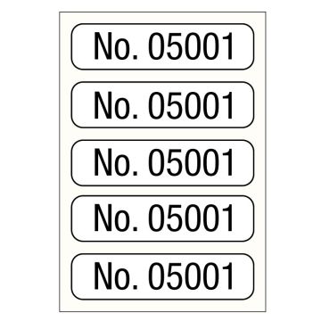 No. 05001-06000, Consecutive Number Label, 1" x 1/4"