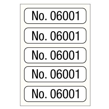 No. 06001-07000, Consecutive Number Label, 1" x 1/4"