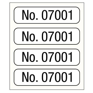 No. 07001-08000, Consecutive Number Label, 1" x 1/4"